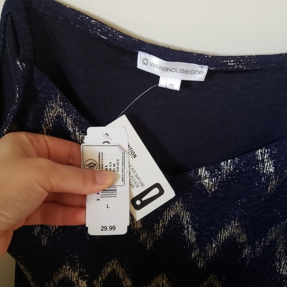 Warehouse One Printed Tank Top Navy - Picture 7 of 8